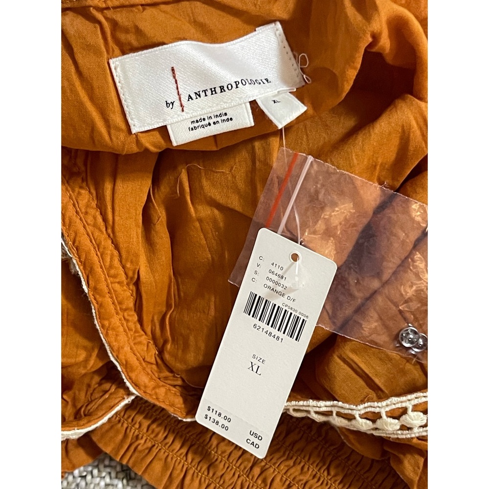 Anthropologie Embroidered Lace Blouse Dark Orange NWT Size XL - Picture 8 of 12